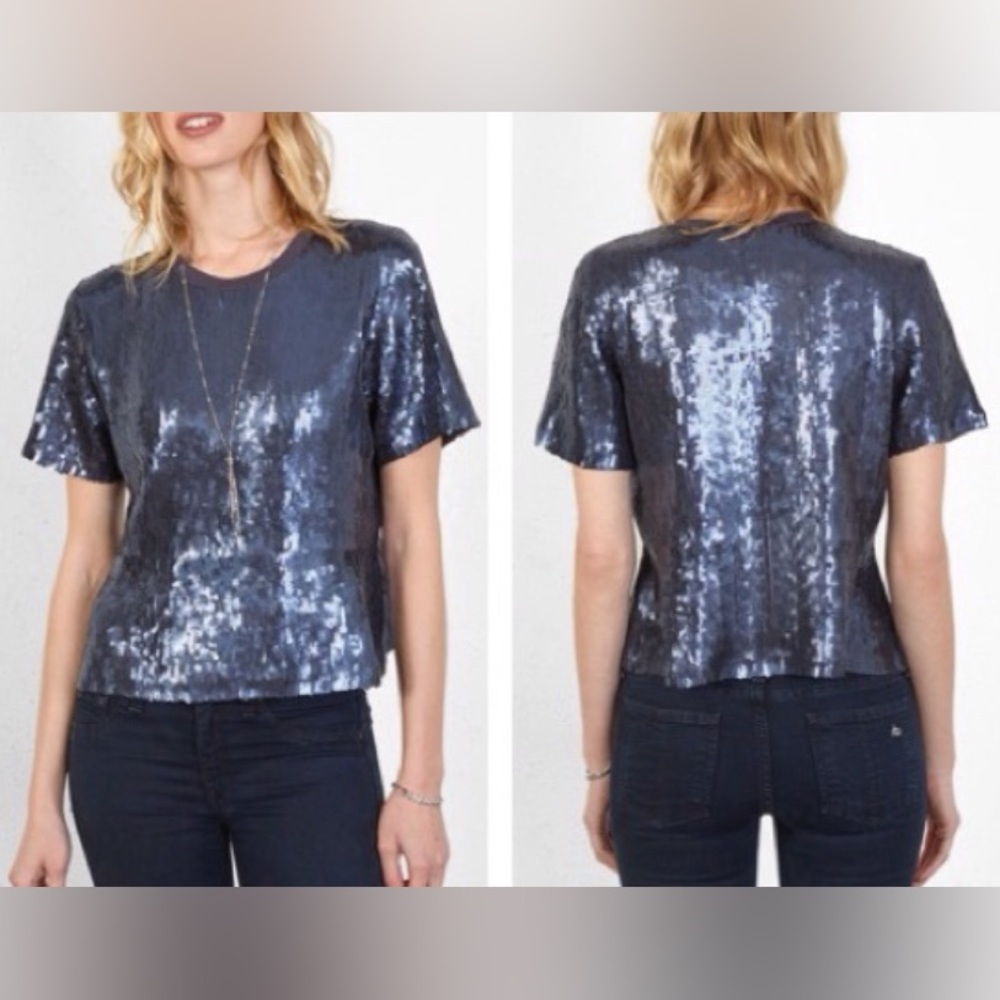 Vintage Chan Luu “Dulce” Sequin crop Blouse Top Art-to-wear